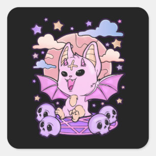 不気味なかわいいチビ(小さくかわいく書いた感じ)ホラーキュートクリーミー不気味なパステルゴシック スクエアシール