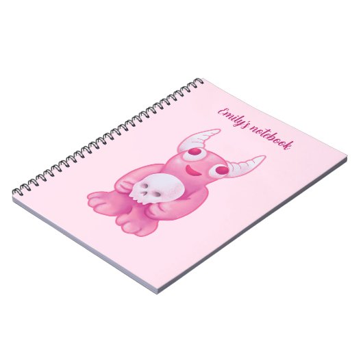 不気味なかわいいデーモンピンクスカルパステルゴシックガール ノートブック (左側)