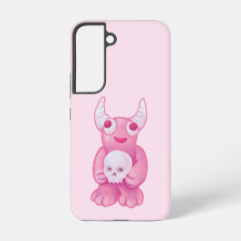 不気味なかわいいデーモンピンクスカルパステルゴシックガール SAMSUNG GALAXY S22ケース