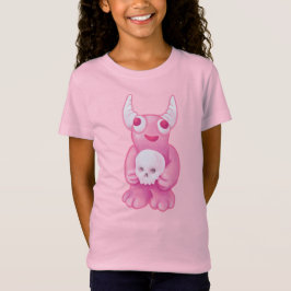 不気味なかわいいデーモンピンクスカルパステルゴシック Tシャツ