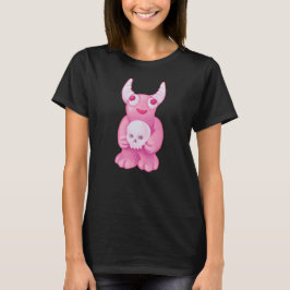 不気味なかわいいデーモンピンクスカルパステルゴシック Tシャツ