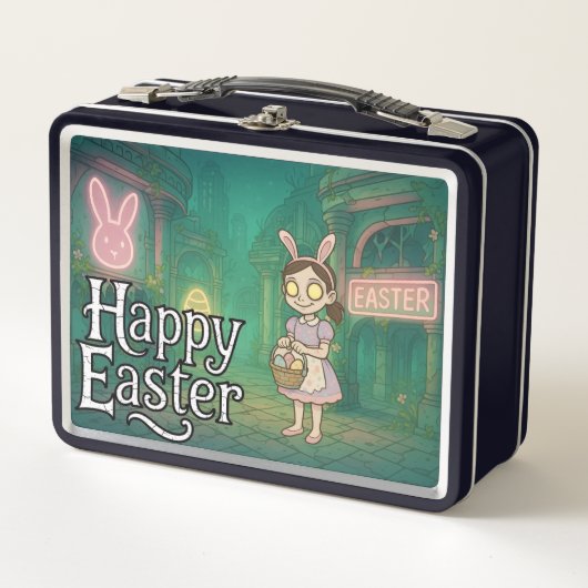 不気味なかわいいハッピーイースター メタルランチボックス (正面)