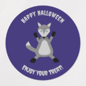 不気味なかわいいハロウィーンウルフカスタム ラベル (デザイン1)