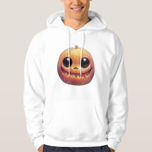 不気味なかわいいハロウィーンカボチャ顔 パーカ (正面)