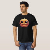 不気味なかわいいハロウィーンカボチャ顔 Tシャツ (正面フル)