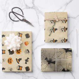 不気味なかわいいハロウィーンテーマ柄 ラッピングペーパーシート