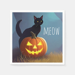 不気味なかわいいハロウィーンブラックキャットゴシック誕生日 スタンダードカクテルナプキン