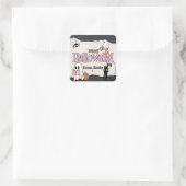 不気味なかわいいピンクのハローウィンパーティ招待状 スクエアシール (バッグ)