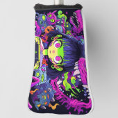 不気味なかわいいホラーアニメゲーマーガール ゴルフヘッドカバー (回転90)