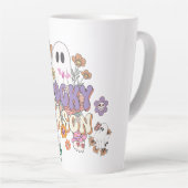 不気味なかわいい幽霊カラフルフラワーハロウィーン カフェラテマグ (右アングル)