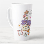 不気味なかわいい幽霊カラフルフラワーハロウィーン カフェラテマグ (左アングル)