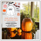 不気味なかわいい幽霊ハロウィーン1歳の誕生日 招待状