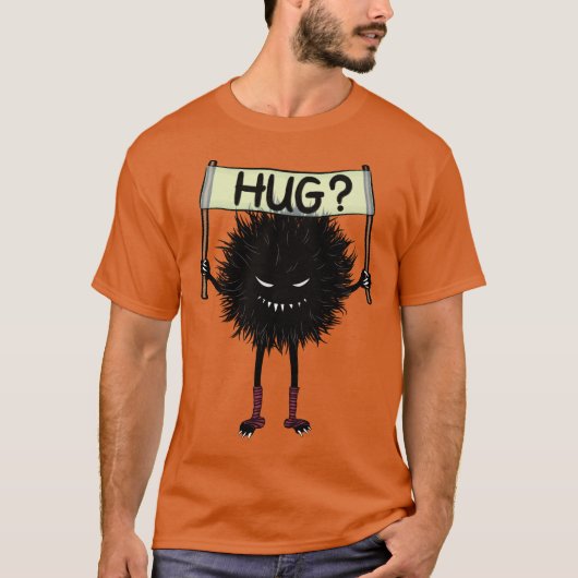 不気味なかわいい悪キャラクターハグ Tシャツ (正面)