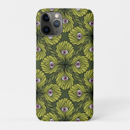 不気味なかわいい植物春グリーンファンタジーアートパターン iPhone 11 PROケース