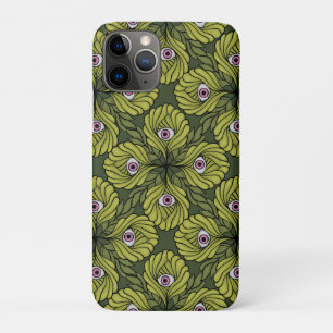 不気味なかわいい植物春グリーンファンタジーアートパターン iPhone 11 PROケース