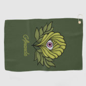 不気味なかわいい植物春グリーンファンタジーアート名 ゴルフタオル (横)