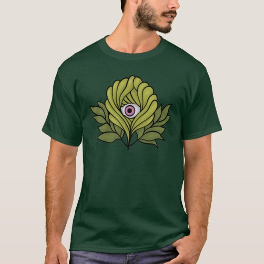 不気味なかわいい植物春グリーンファンタジーアート Tシャツ (正面)