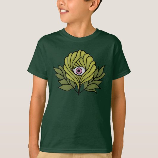 不気味なかわいい植物春グリーンファンタジーアート Tシャツ (正面)