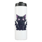 不気味なかわいい猫 – クモの脚とハートの目を隠す タンブラー (正面)