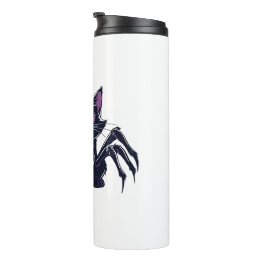 不気味なかわいい猫 – クモの脚とハートの目を隠す タンブラー (回転右)