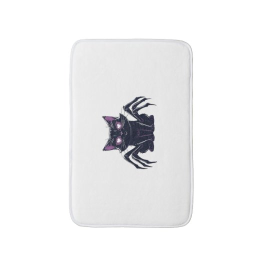 不気味なかわいい猫 – クモの脚とハートの目を隠す バスマット (正面縦)