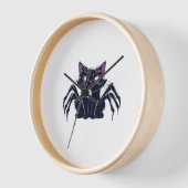 不気味なかわいい猫 – クモの脚とハートの目を隠す 壁時計 (傾斜)