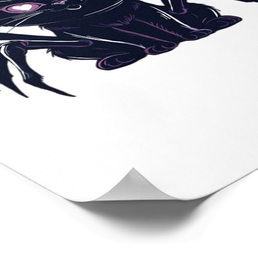 不気味なかわいい猫 – クモの脚とハートの目クラシック ポスター (角)