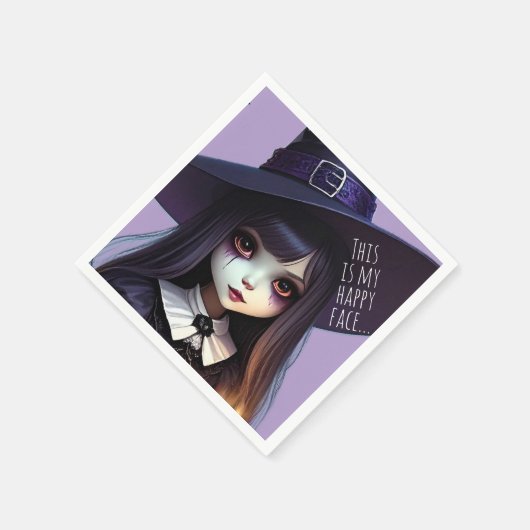 不気味なかわいい紫の魔女誕生日、ゴシックテーマ スタンダードカクテルナプキン (角)