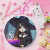 不気味なかわいい紫の魔女誕生日、ゴシックテーマ ペーパープレート (パーティー)