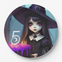 不気味なかわいい紫の魔女誕生日、ゴシックテーマ