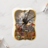 不気味なくものハロウィンのオフィスの装飾の写真 カード (正面/裏面インサイチュ)