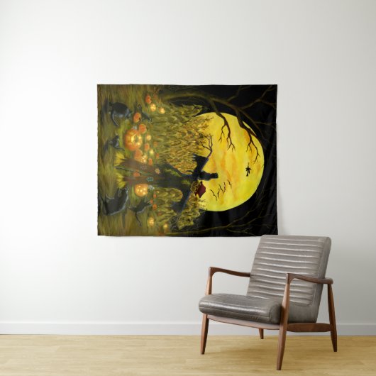 不気味なとうもろこし畑のハロウィンのかかし タペストリー (インサイチュ(横))