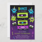 不気味なほどかわいいモンスターのダンス ハロウィン誕生日パーティー 招待状 (正面)