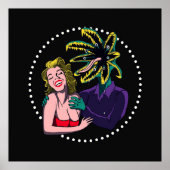 不気味なアニメ寄生虫モンスターと女の子デザイン ポスター (正面)