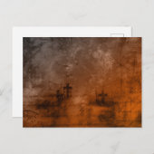 不気味なアンティークルッキング茶色の墓地ハロウィーン シーズンポストカード (正面/裏面)