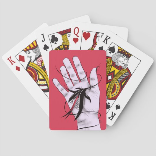 不気味なアート風変わりゴシック風の手噛み花の怪物 トランプ (裏面)