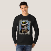 不気味なイルミナティ 猫 サイボーグ 単眼鏡 スチーム猫 パン Tシャツ (正面フル)