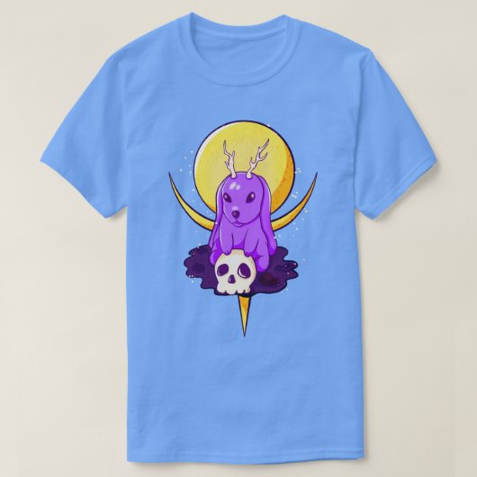 不気味なウサギと〔雄ジカの〕枝角オカルトゴシック Tシャツ (デザイン正面)