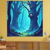 不気味なウッドランドの目 キャンバスプリント (インサイチュ (リビング))