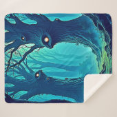 不気味なウッドランドの目 シェルパブランケット (正面(横))