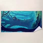 不気味なウッドランドの目 ビーチタオル (正面)