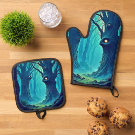 不気味なウッドランドの目 鍋つかみ&鍋敷きセット