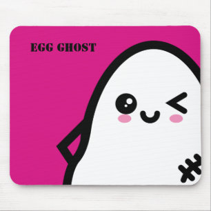 不気味なエッグ幽霊ハロウィーン 名前の追加 マウスパッド