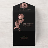 不気味なエレガンス | Gothic Rosegold Skeleton 結婚's オールインワン招待状 (外側)