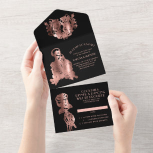不気味なエレガンス Gothic Rosegold Skeleton 結婚's オールインワン招待状