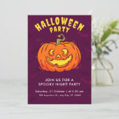 不気味なオレンジカボチャおよびこうもり不気味ハロウィン 招待状 (スタンド正面)