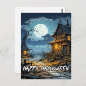 不気味なオールドハ幽霊のよく出るウス ポストカード (正面/裏面)