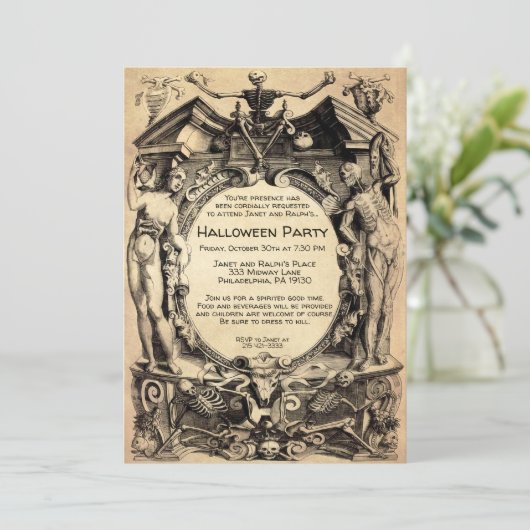 不気味なカスタマイズ可能なヴィンテージスタイル招待状 招待状 (スタンド正面)