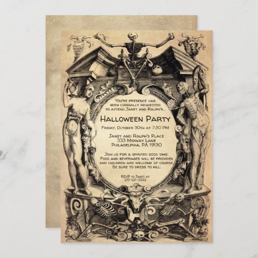 不気味なカスタマイズ可能なヴィンテージスタイル招待状 招待状 (正面/裏面)