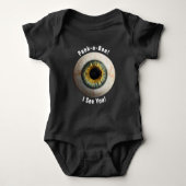 不気味なカスタマイズ可能な目のスパイ私の不気味な目 ベビーボディスーツ (正面)